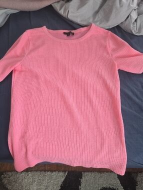 J Crew Bright Pink Short-Sleeve Knit Top